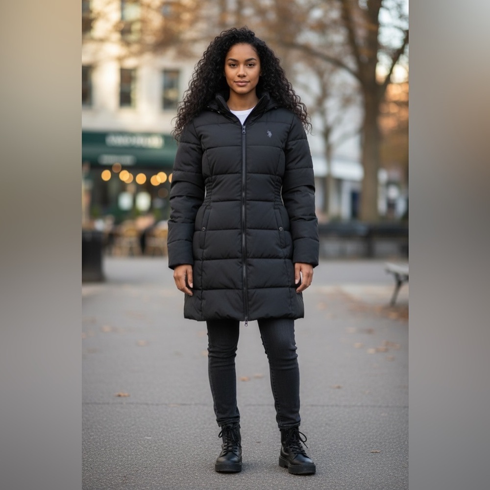 U.S polo ASSN black puffer oversized coat  size medium winter jacket - Picture 7 of 7
